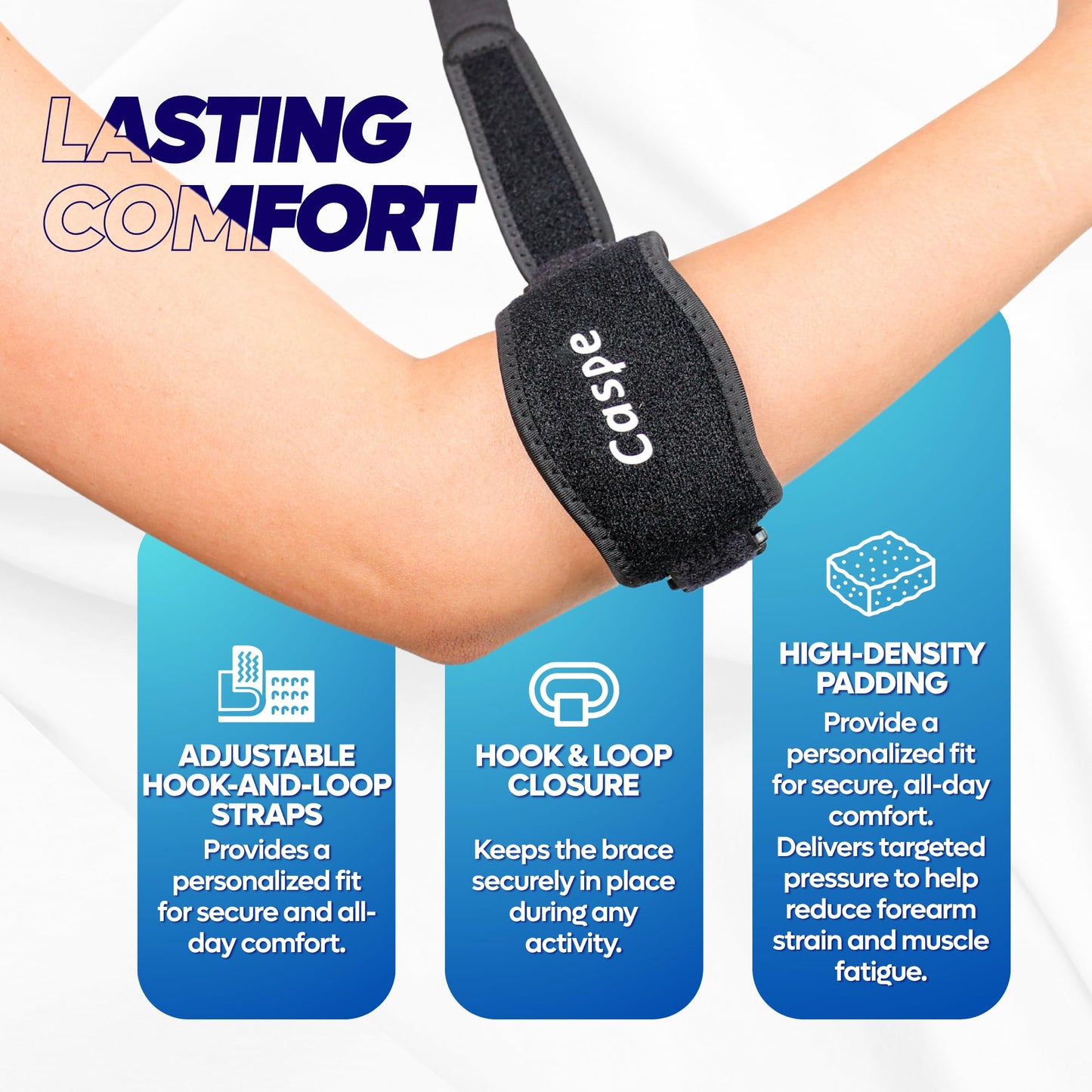 Caspe 2 Pack Tennis Elbow Brace for Men and Women – Adjustable Arm Brace for Tendonitis, Golfer’s Elbow and Bursitis – Arm Band & Counterforce Forearm Support, Daily Use Pain Relief – Red