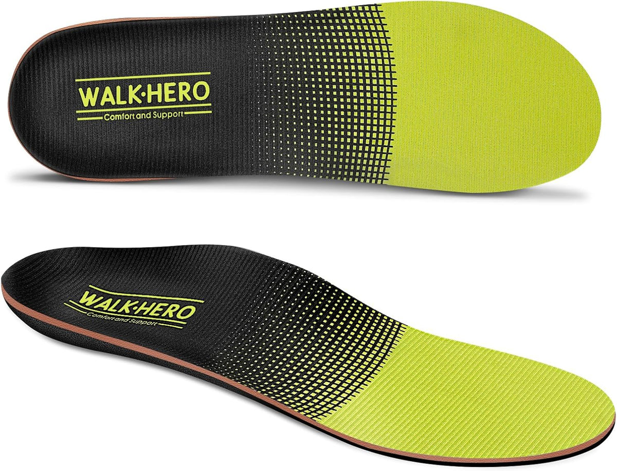 Plantar Fasciitis Feet Insoles Arch Supports Orthotics Inserts Relieve Flat Feet, High Arch, Foot Pain Lime Yellow