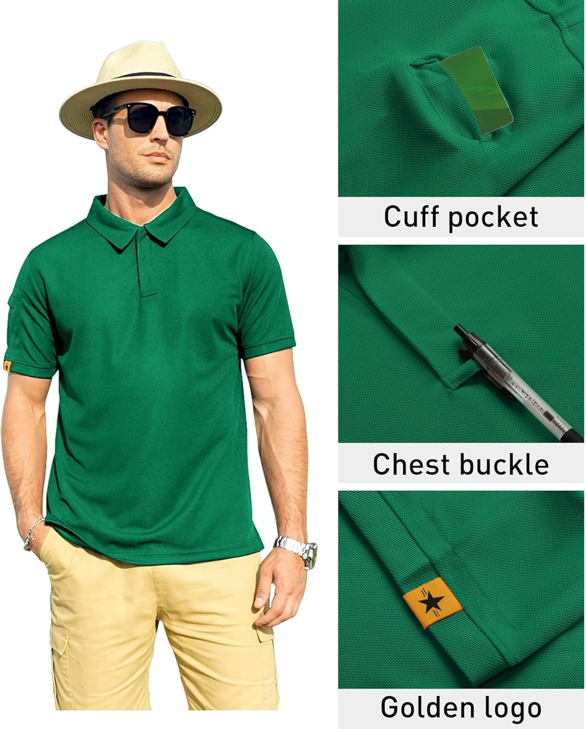 ZITY Mens Polo Shirt Short Sleeve Sports Tactical T-Shirt Athletic Golf Polos Daily Casual Stylish Collared Shirts for Men