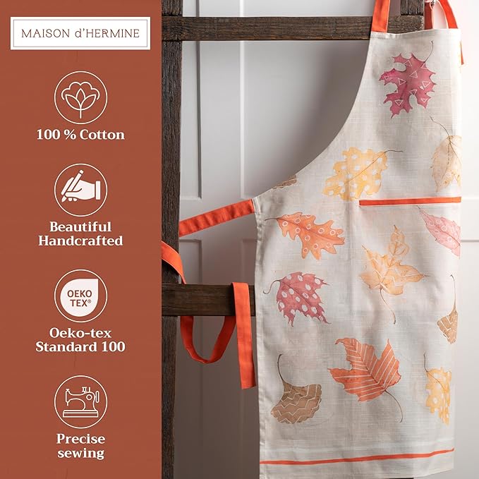 Maison d' Hermine 100% Cotton Apron for women with Pocket Kitchen Chef Apron for Men Cooking Mothers Day Gifts