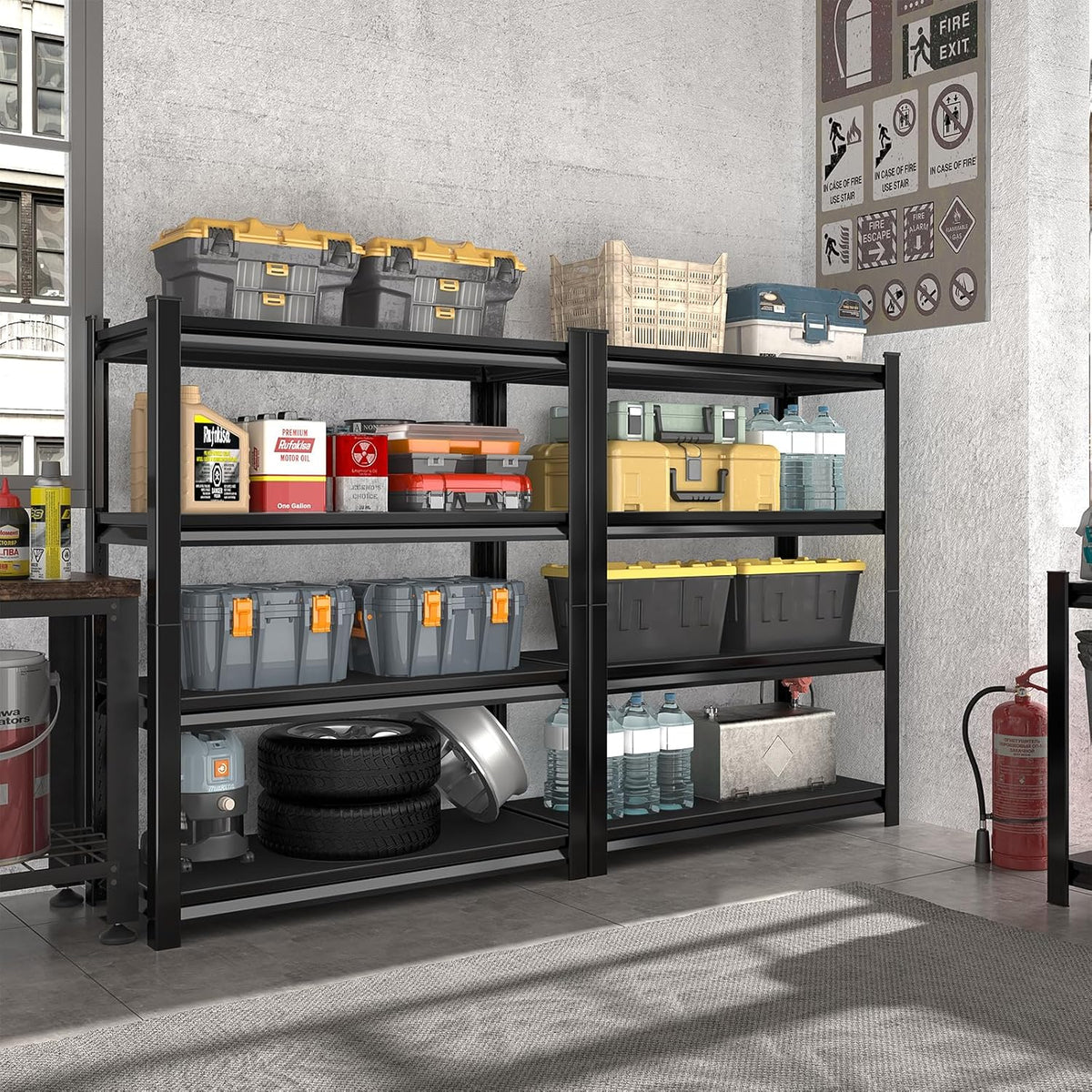 40in Wide Garage Shelving Heavy Duty，2000lbs Large Loads Adjustable Garage Storage Shelves,All Metal Storage Racks and Utility Rack Shelves, 40”W x 16”D x 72”H (Black)