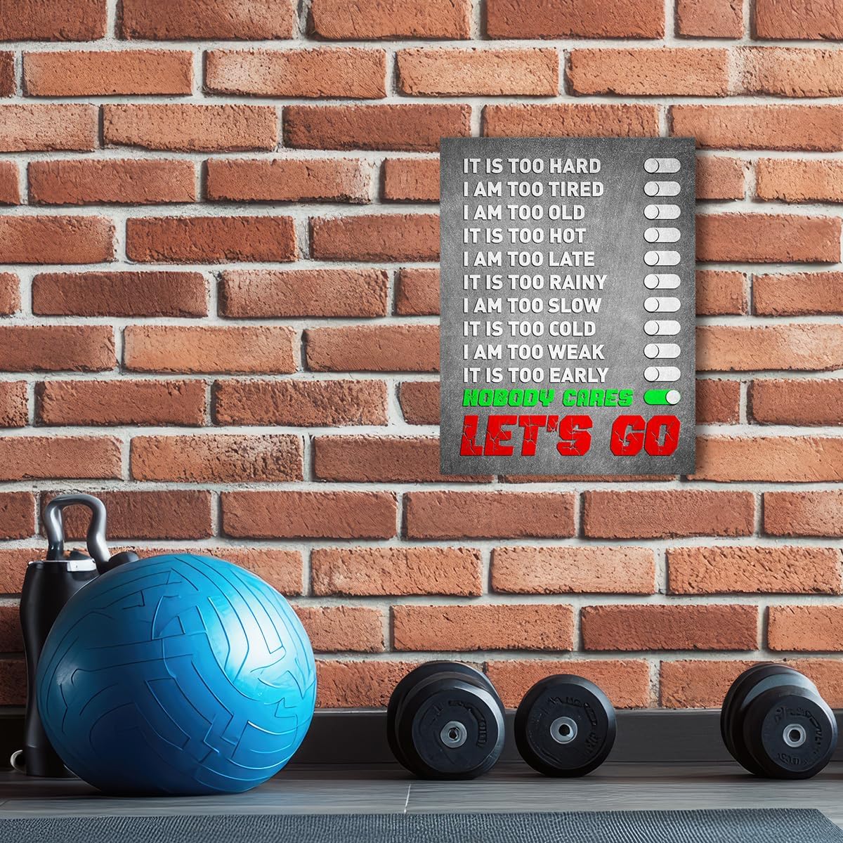 Gym Quotes Wall Art,Inspirational Workout Wall Decor,Let's Go Canvas Wall Art for Home Gym Exercise Fitness Room