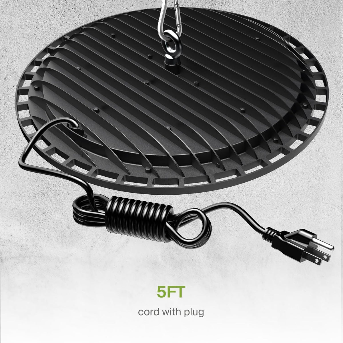 ASD LED High Bay UFO Light Fixture, Commercial Shop Lighting | Plug & Play Cable, IP65 Waterproof, ETL Listed | 100W 18000LM 5000K 100-277V | Warehouse, Garage, Workshop, Barn Lamp | Black, 12 Pack