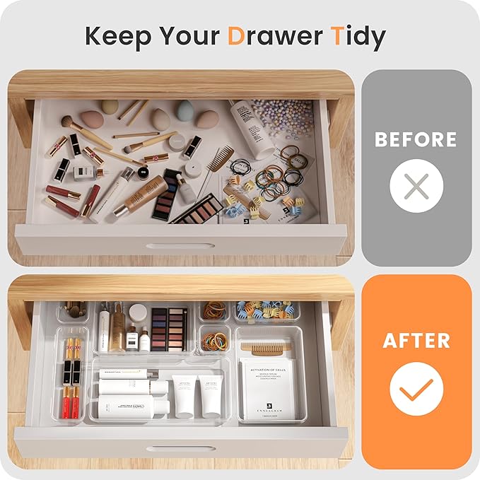 【Military Grade】A-LuGei Drawer Organizer, 【】 Makeup organizer, 【Holds 177 Items】 Bathroom Organizers and Storage, Organization and Storage, Desk Drawer Organizer for Bathroom Vanity