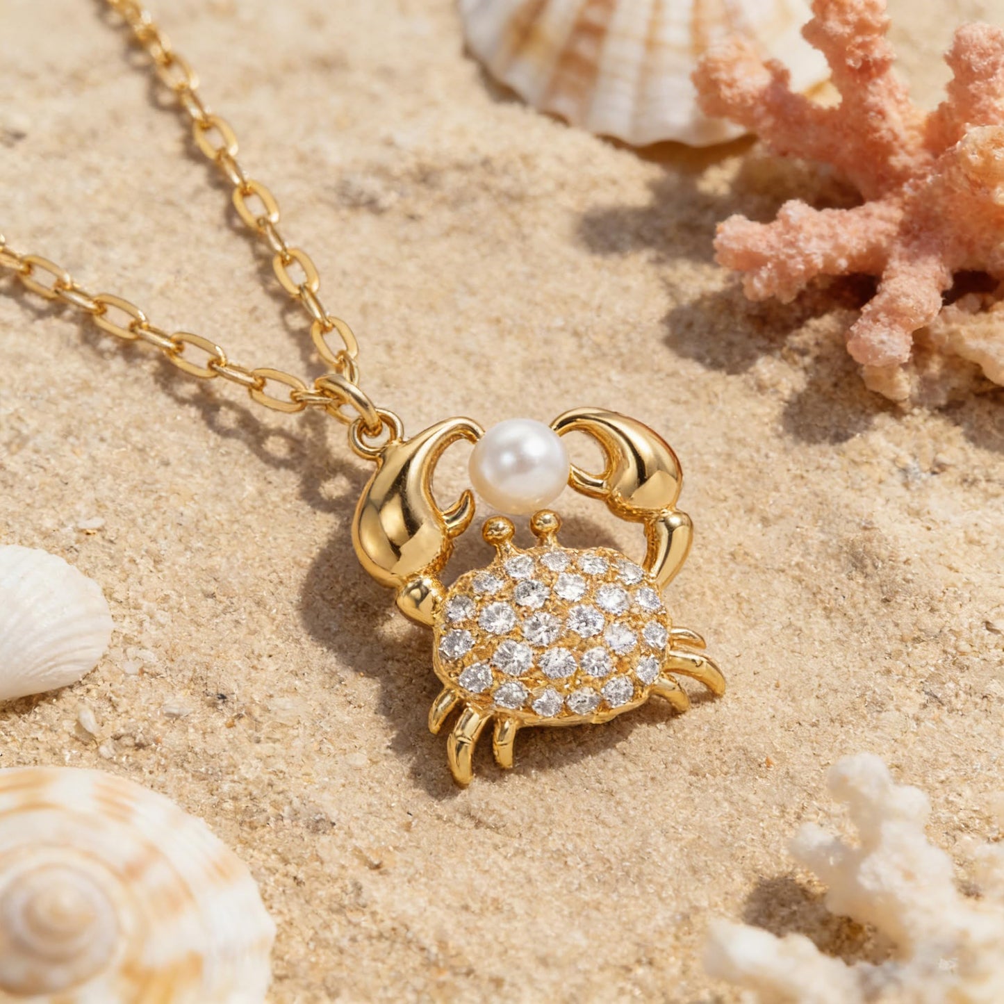 Dremmy Studios Dainty Necklace for Women 14K Gold Plated Crab Necklace Boho Summer Beach Coastal Pendnat Necklaces for Women Vacation Summer Jewelry Gift