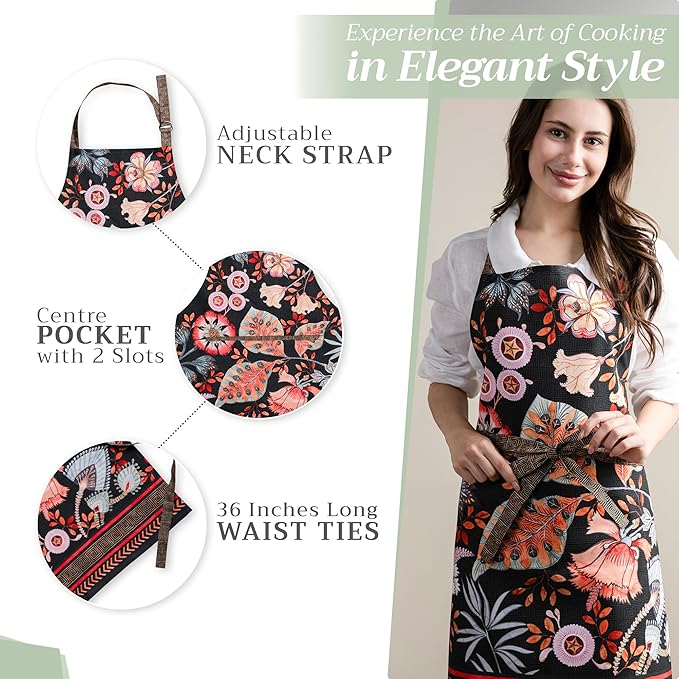Maison d' Hermine 100% Cotton Apron for women with Pocket Kitchen Chef Apron for Men Cooking Mothers Day Gifts