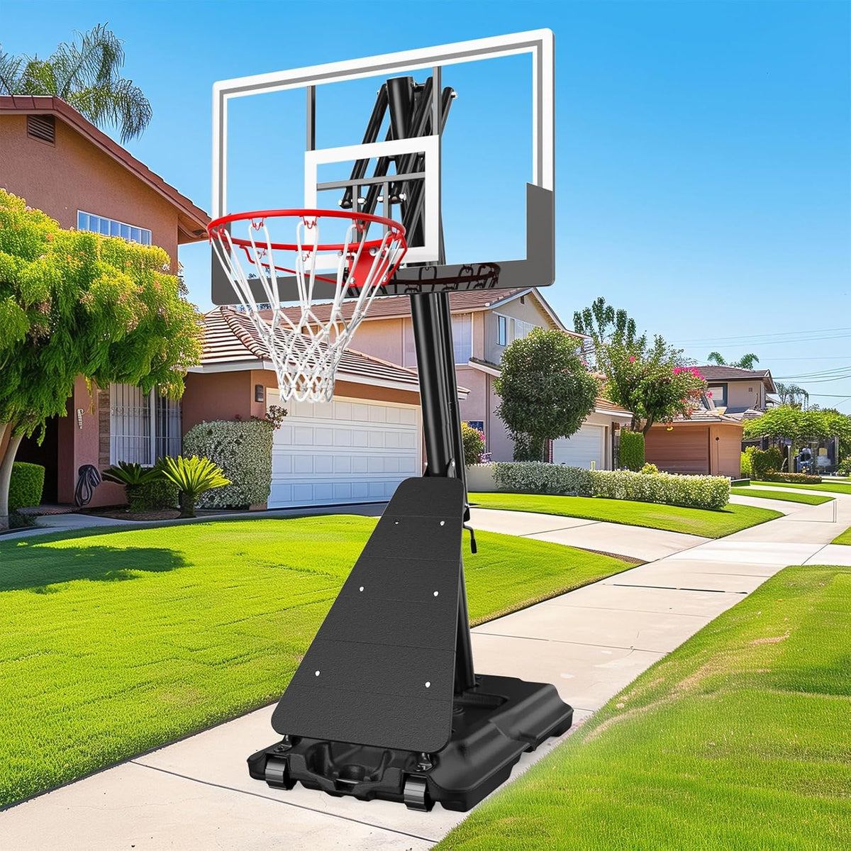 IGL In ground Basketball Hoops Outdoor, 10ft Height Adjustable Basketball Goal In ground with Shatterproof Backboard and Pro-Style Rim