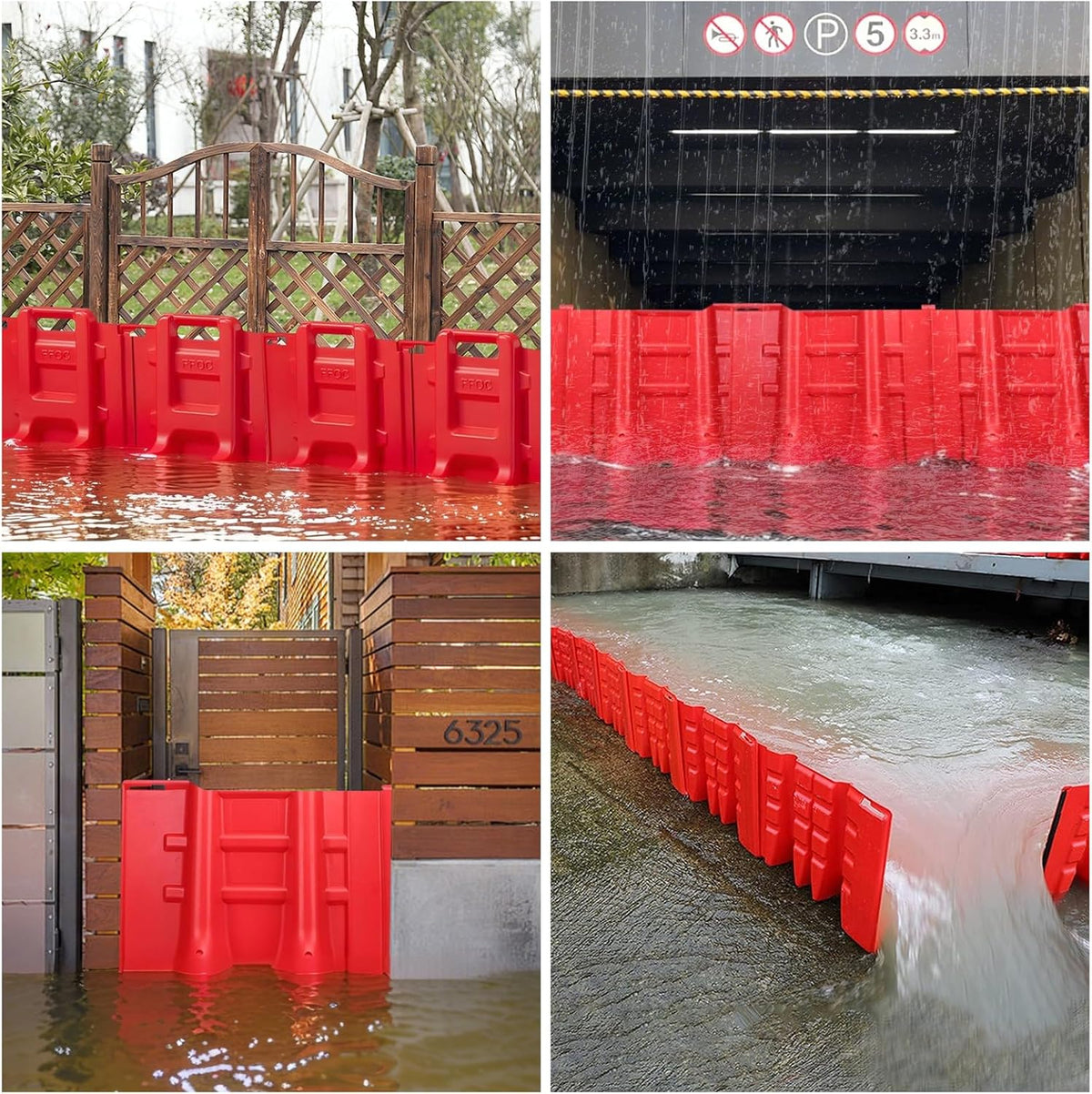 Flood Prevention Barrier, ABS L-Type Baffle Water Barrier Reusable, Door Flood Barriers for Home, Removable Combined for Garage Doors, Warehouses, Basements and School (15pcs)