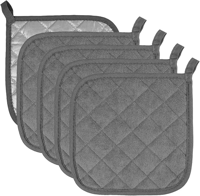Pot Holders Cotton Made Machine Washable Heat Resistant Potholder, Pot Holder, Hot Pads, Trivet for Cooking and Baking (5, Dark Grey)