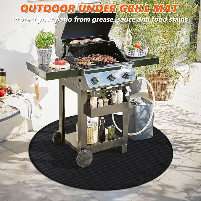 19.5" Round Fire Pit Mat for Solo Stove Mesa/Tabletop Under Fire Pit Mat Fireproof Waterproof and Oil-Proof, 4 Layers Under Grill Mat Fireproof Mat Portable Camping Stove Mat for Solo Stove Accessorie