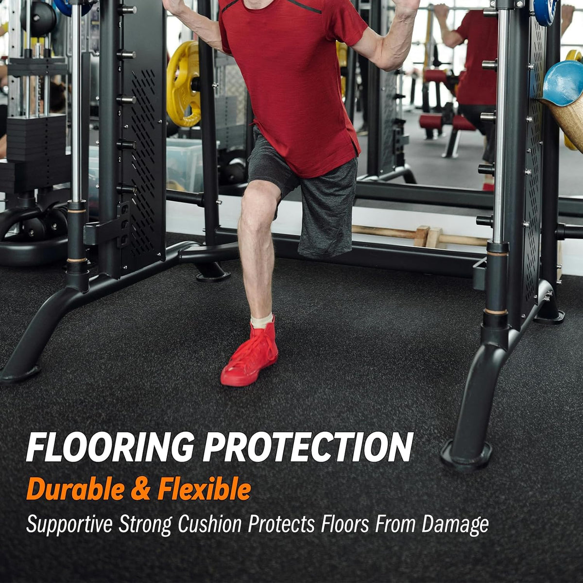 0.5" Thick 24 Sq Ft Gym Floor Exercise Mat, RAINHOL 6 PCS EVA Foam Rubber Flooring for Home Gym, Interlocking Puzzle Protective Tiles Workout Floor Equipment Mats for Garage, 24x24 inch