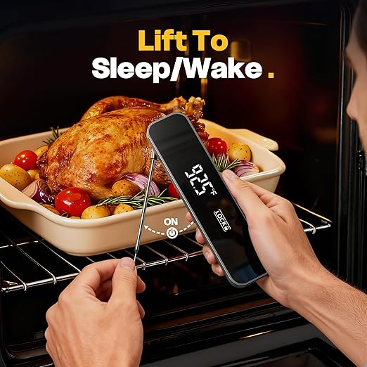 0.3 Sec Instant Read Meat Thermometer Digital, Food Thermometer for Cooking and Grilling, Waterproof, Backlight, Kitchen Oven Candy BBQ Essentials Accessories, Gifts for Him Men, Dad & Mom