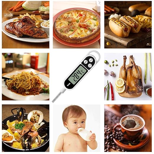 Digital Meat Food Thermometer for Cooking Kitchen BBQ, Probe Instant Read Thermometer with Long Probe for Candy Candle Milk Yogurt Deep Fry Roast Baking Temperature