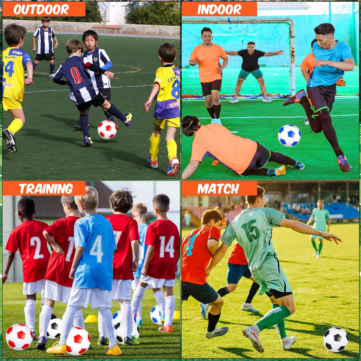 Jenaai 24 Pcs Operation Christmas Deflated Soccer Balls with Pump Bulk Official Size Soccer Ball for Teen Adult Kid Indoor Outdoor Outside Sport Training Party Gift Christian Charity Donation