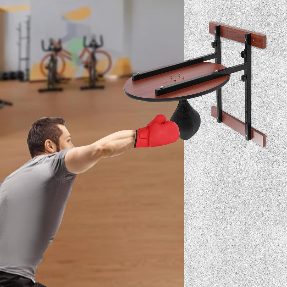 Speed Bag Platform Set, Adjustable Height Punching Bag Wall Mounted Fitness Training Punching Bag w/360° Ball Bearings for Reflex Coordination (Height-Adjustable Version)