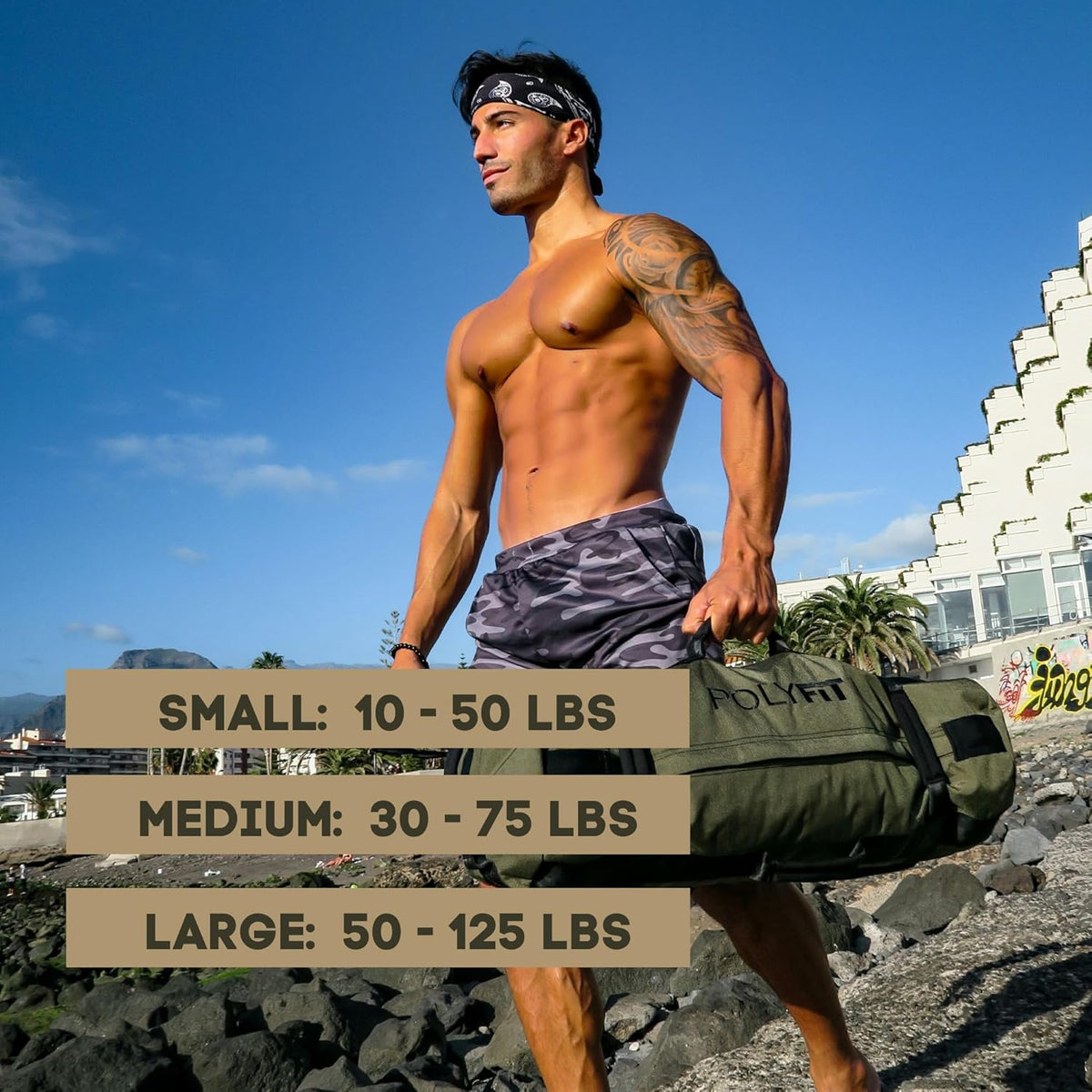 Polyfit Classic Sandbag - Heavy Duty Workout Sandbag for Fitness with 8 Gripping Handles for Sand Bag Weight Training - Multiple Colors & Sizes