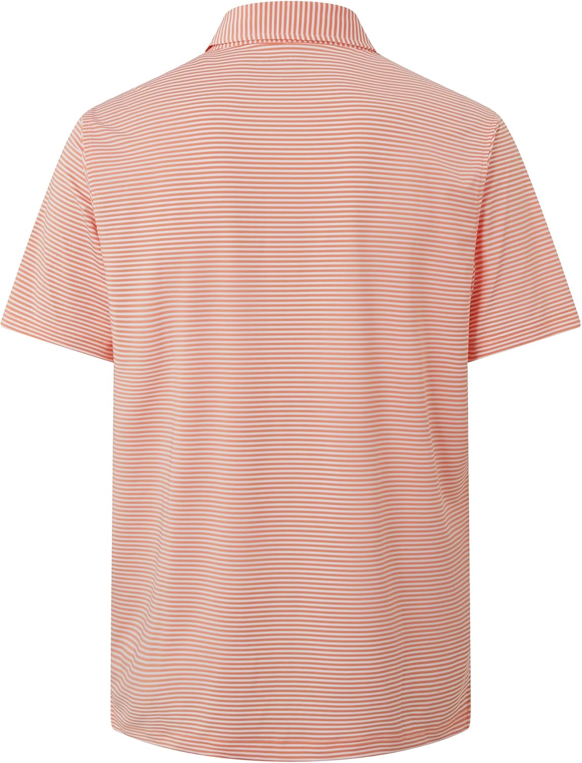 Golf Shirts for Men - Moisture Wicking Short Sleeve Performance Sport Casual Striped Collared Mens Polo Shirt