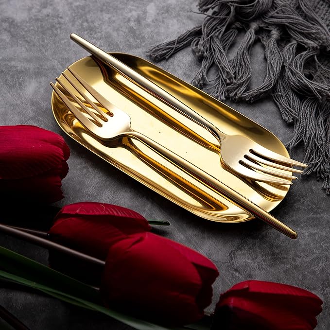 LIYH 102 Pcs Gold Plastic Silverware Disposable, Plastic Gold Utensils Heavyduty - Disposable Cutlery Includes Knives Forks and Spoons for Party, Birthday,Wedding Events