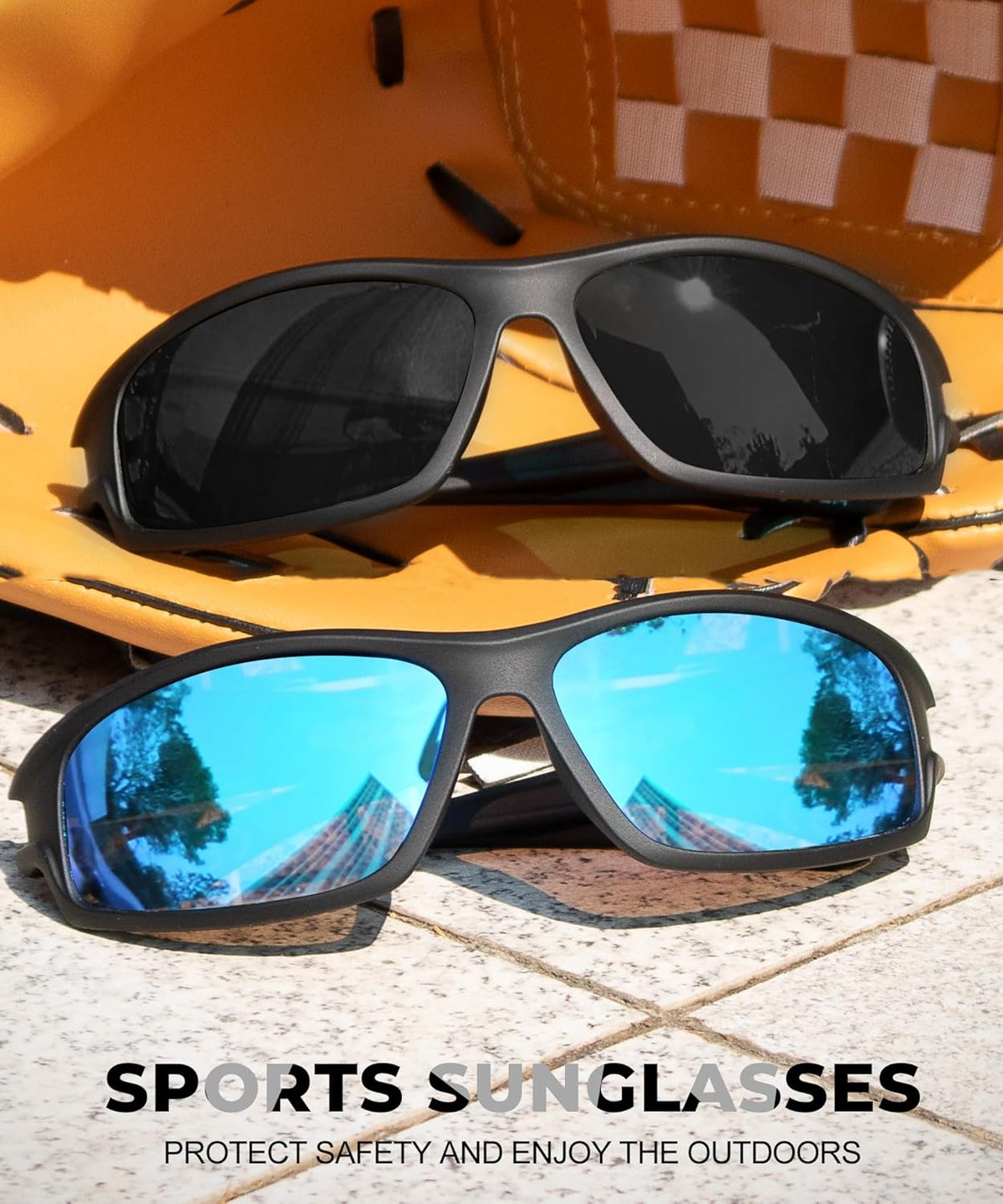 Polarized-Sunglasses-Men Sports Mens-Sunglasses: Sun-Glasses with UV400 Protection for Driving Golf Fishing Running