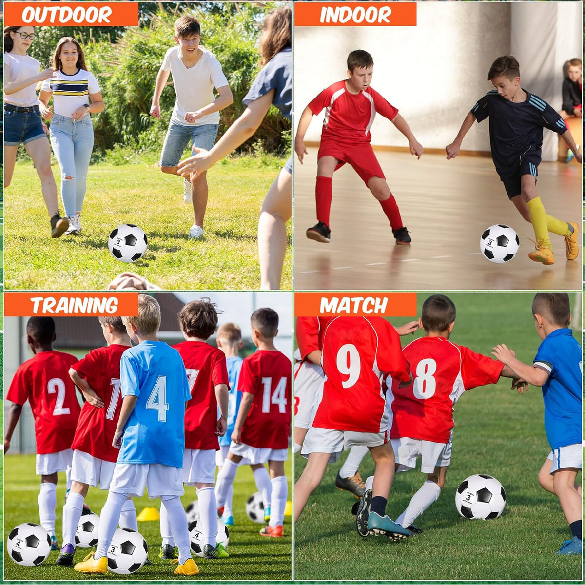 12 Pack Operation Christmas Bulk Items Soccer Ball with Pump Needles, Official Size 3/4/5 Soccer Ball Deflated Gift for Christian Charity Donation Training Practice