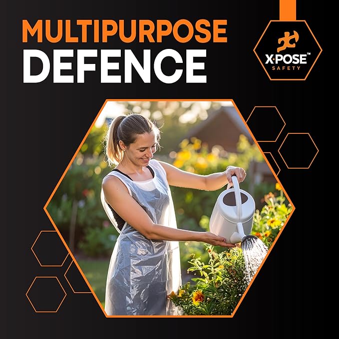 Xpose Safety 3000 White Plastic Disposable Aprons for Cooking & more Individually Packaged Durable 1 Mil Waterproof Polyethylene 24" x 48"