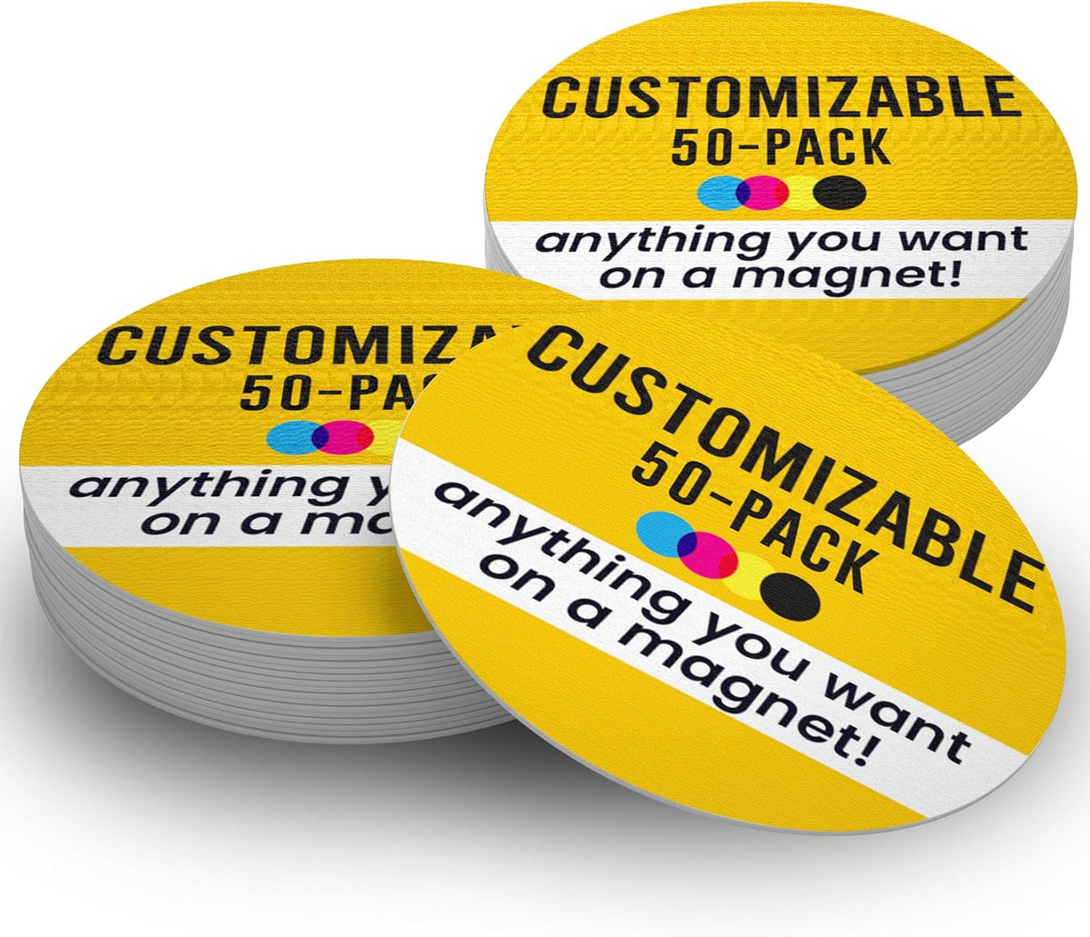 Magnet Me Up Customizable 30 Mil Round Magnet- 6”, 50 PK Weatherproof Car Magnet for Businesses, Sports Teams, Fundraiser, Personal Expression- Custom Text & Logo- Strong Magnetic Vinyl for Vehicles