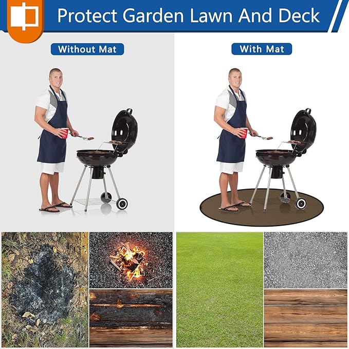 Anze 20" Tabletop Fire Pit Mat, 4 Layers Round Fireproof Mat Campatible with Solo Stove Melsa XL, Heat Resistant Small Rug for BBQ Grill, Non Slip Resuable Pad Solo Stove Accessories