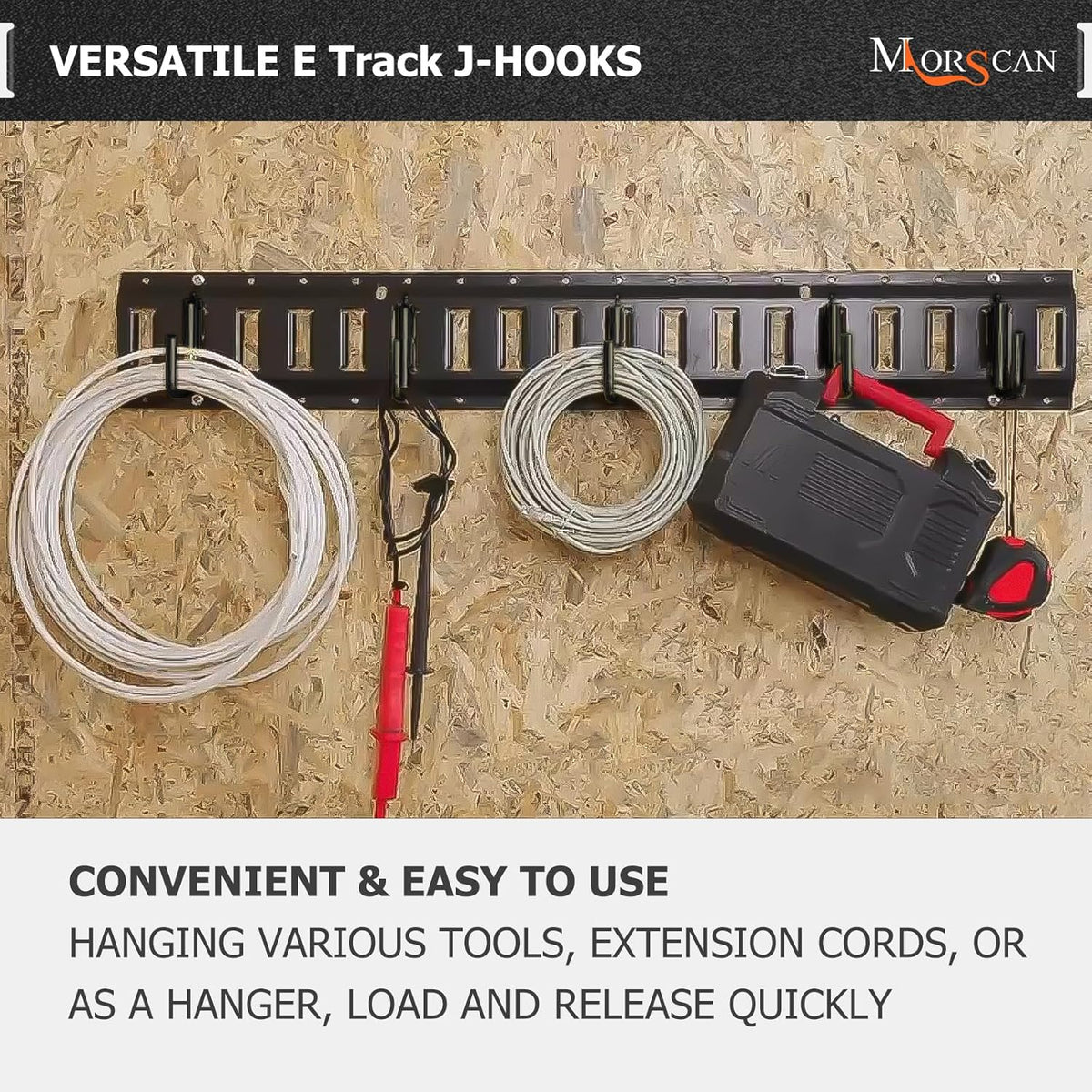 10 Pack 2" E Track J Hooks Heavy Duty Black Steel E-Track Tie Down Accessories for Box Truck, Enclosed Trailer, Garage, Vans, Warehouse, Workshop