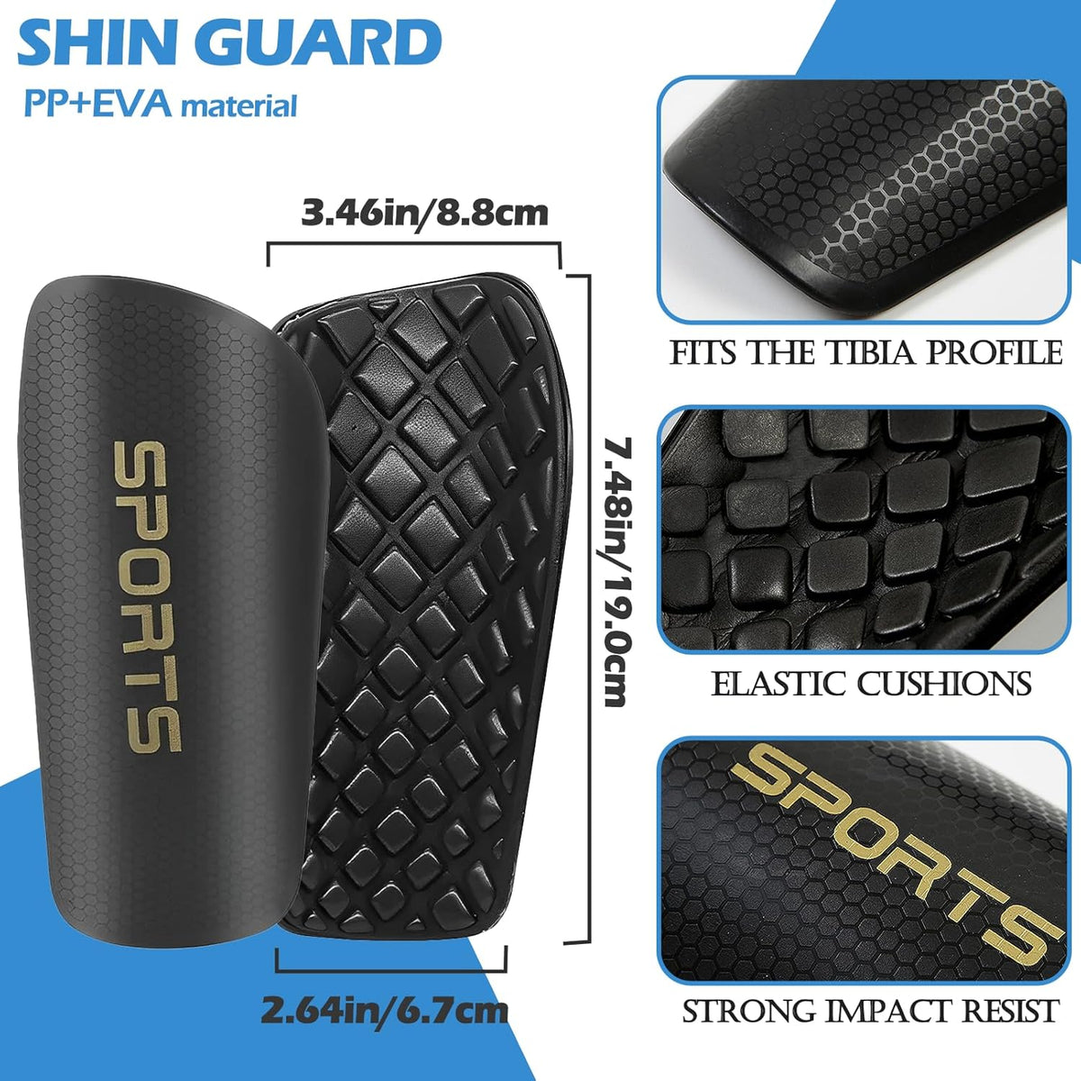 1 Pair Men's Grip Soccer Socks and 1 Pair Shin Guard Sleeves,1 Pair Sleeves with Optimized lnsert Pocket and Shin Guards