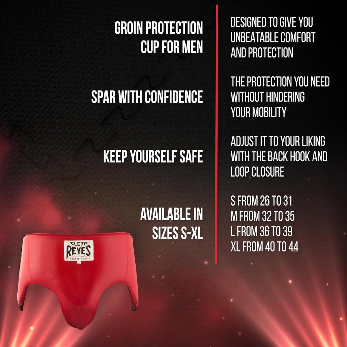 CLETO REYES Kidney and Foul Groin Protector, Boxing Training Equipment, Protective Gear for Men, Black