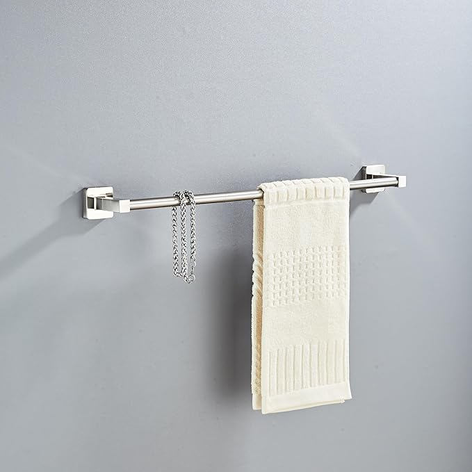 Brushed Nickel Bathroom Hardware Set 4 Pieces,Bathroom Accessories Set Stainless Steel Wall Mounted, Hand Towel Bar, Towel Ring, Robe Towel Hooks,Toilet Paper Holder,Towel Bar Set, 23.6 Inch