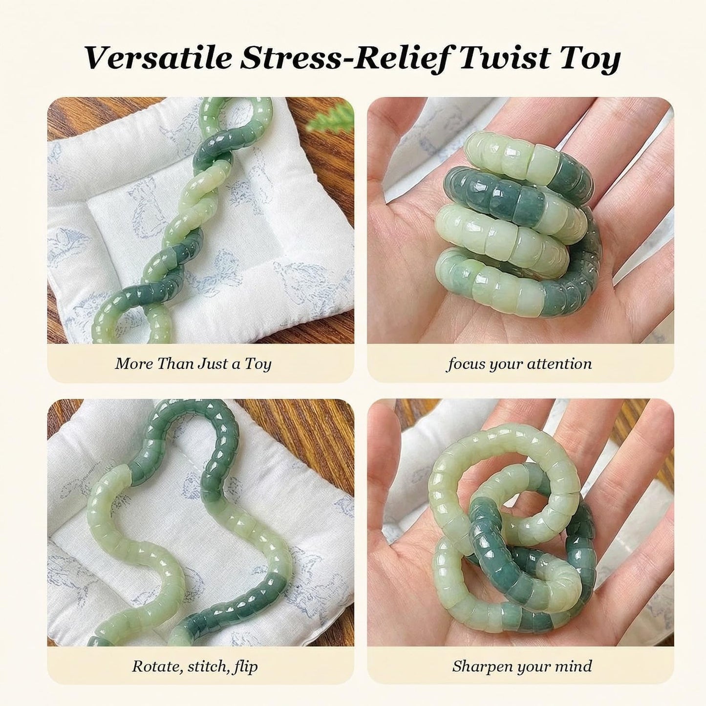 Embtrem Natural Green Bodhi Fidget Bracelet for Women, Anxiety Bracelet Stress Relief, Mudi Fidget Bracelet, Boho Layered Fashion Jewelry, Summer Casual Accessories