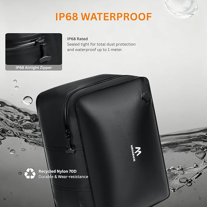 Travel Vacuum Bags for Luggage with Pump, Reusable Vacuum Seal Bags for Clothing, IP68 Waterproof, Top-open Design, Fits 20/24/28 Inch Suitcase (1PC+Pump, 43L)