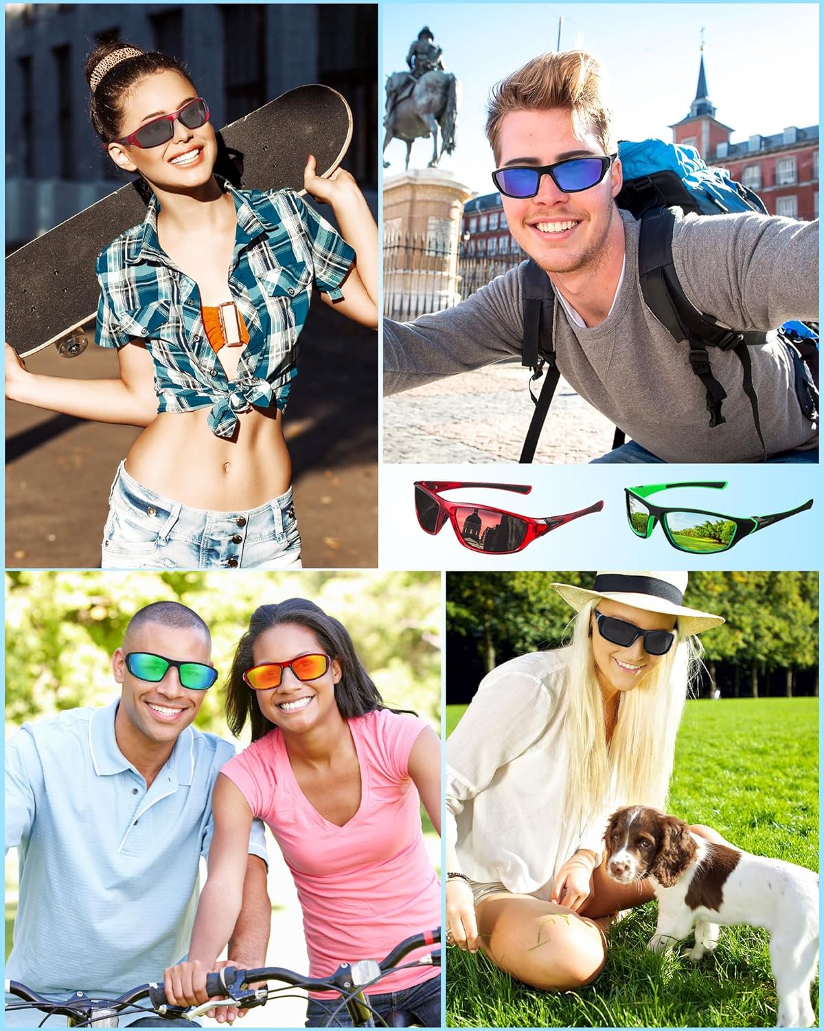 Frienda 6 Pack Polarized Sport Sunglasses for Men Multipack Fit over Glasses Pack Lot Set Men's Sport Fishing Eyeglasses
