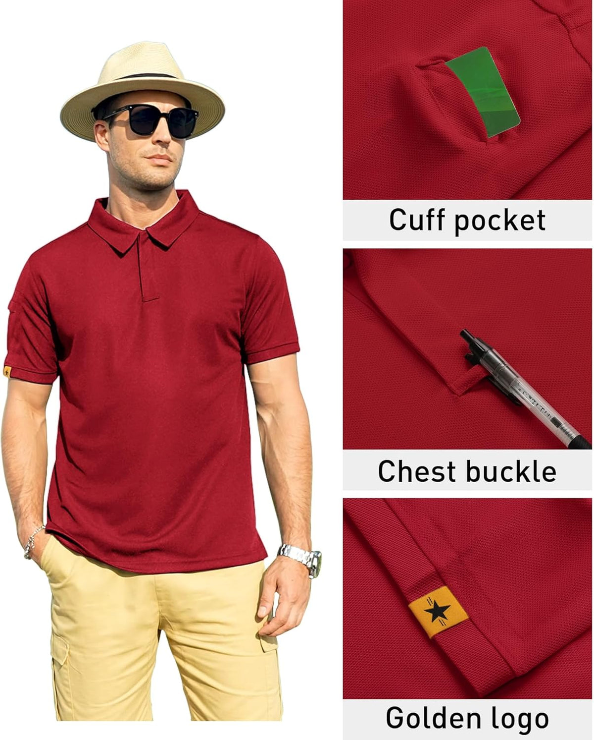 ZITY Mens Polo Shirt Short Sleeve Sports Tactical T-Shirt Athletic Golf Polos Daily Casual Stylish Collared Shirts for Men