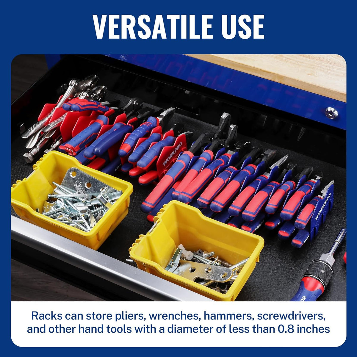 WORKPRO 2-Pack Plier Organizer Rack, Pliers Holder and Cutter Organizers with Non-Slip Rubber Base, 20-Slot Tool Box Organizer, Tool Drawer Organizer, Tool Storage, Plier Rack (Pliers Not Included)