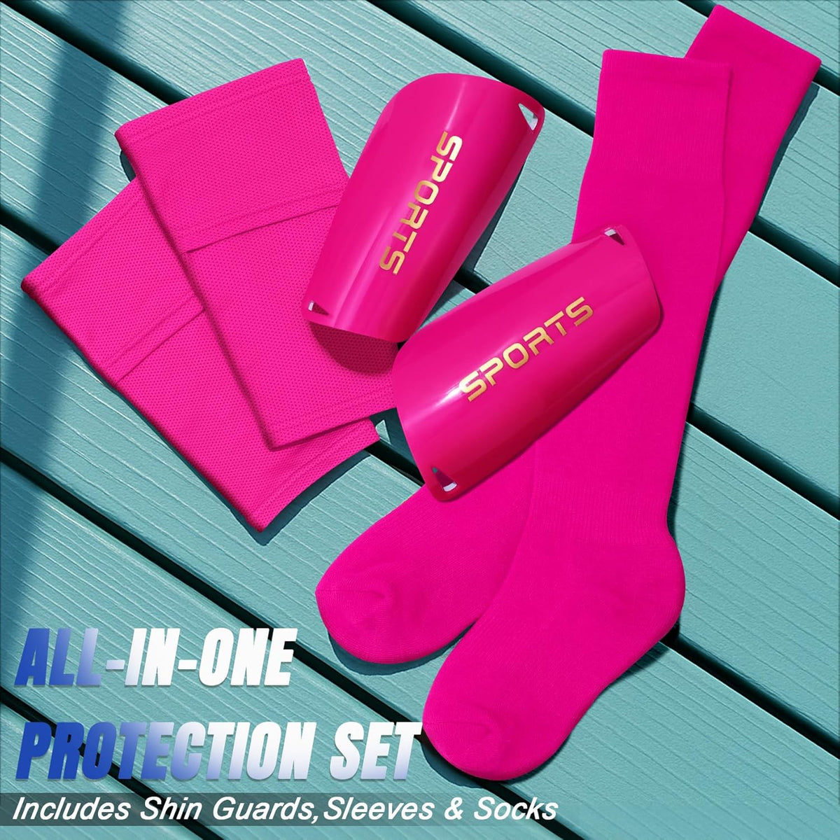 XZQTIVE Soccer Shin Guards with Shin Sleeves and Soccer Socks, Football Shin Pads Set for Kids Youth and Adult