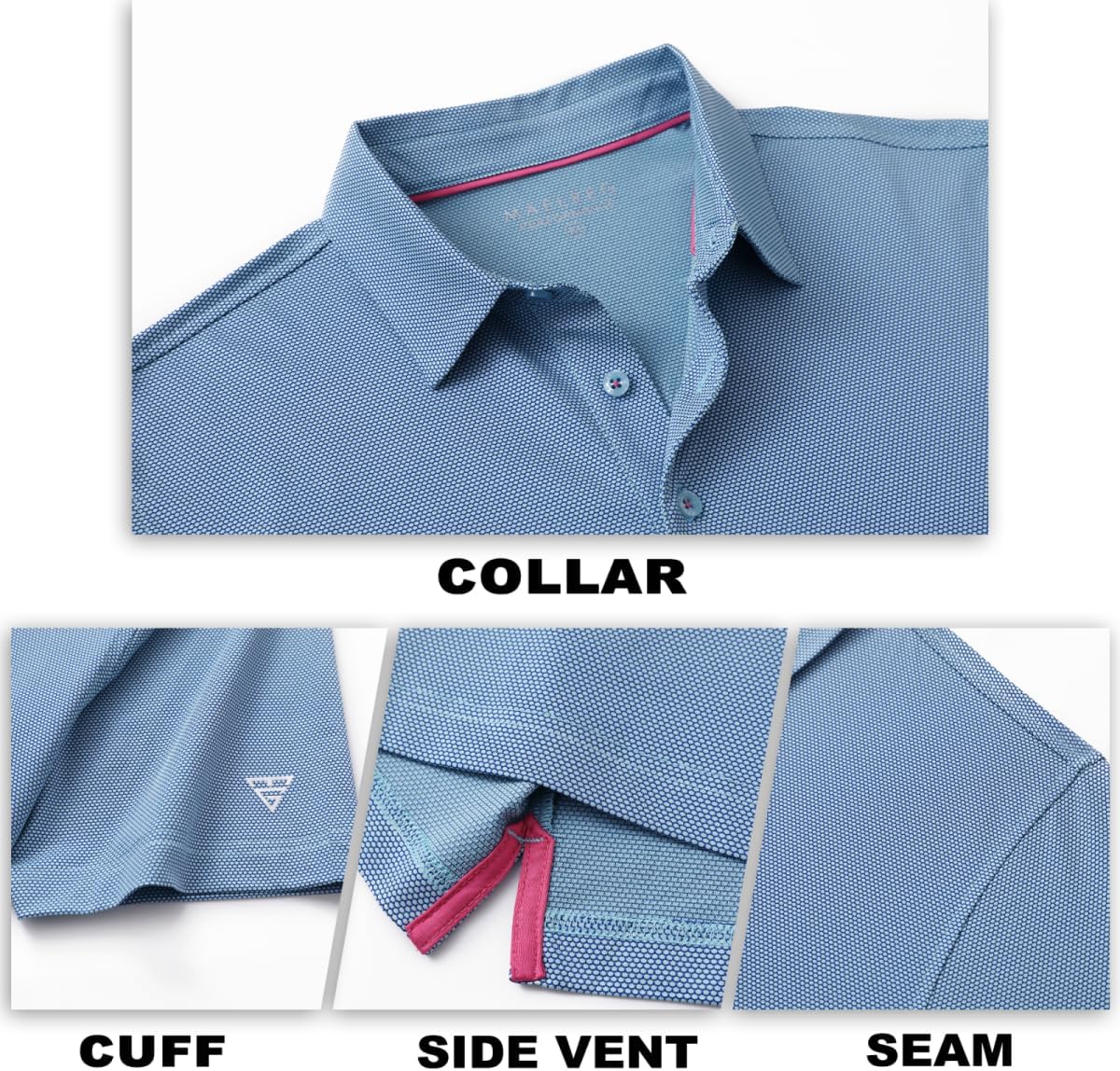 M MAELREG Golf Shirts for Men Dry fit Sports Jacquard Lightweight Performance Texture Short Sleeve Collared Polo Shirts