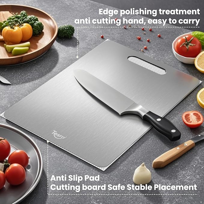 3 Pack Titanium Cutting Board, 100% Pure Titanium Cutting Boards For Kitchen, Dishwasher Safe, Easy to Clean, Double-sided Food-grade Cutting Board For Meats, Fruits And Vegetables (3 Pack)