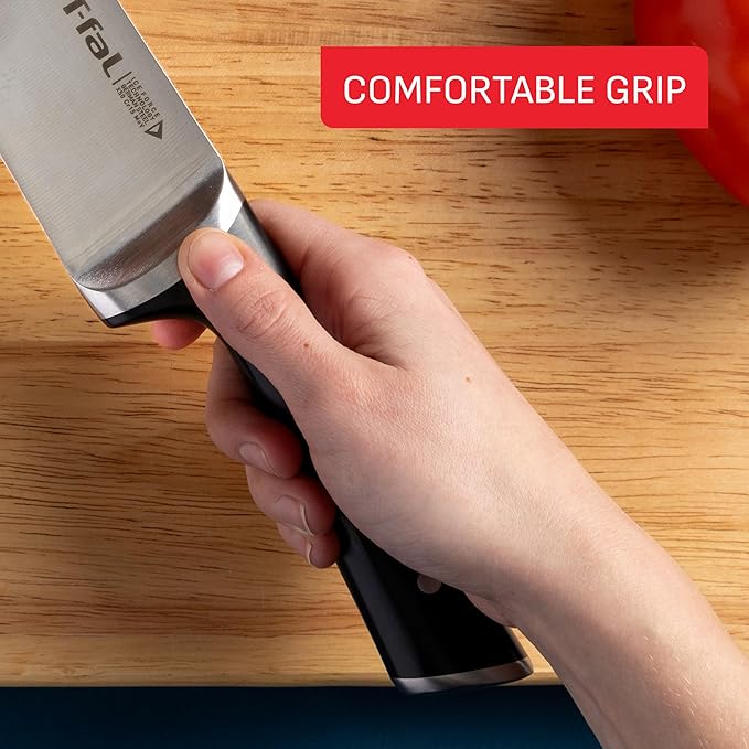 T-fal 20 piece set of Signature Nonstick Cookware with Ice Force German Stainless Steel Kitchen Knife Set and Wood Block
