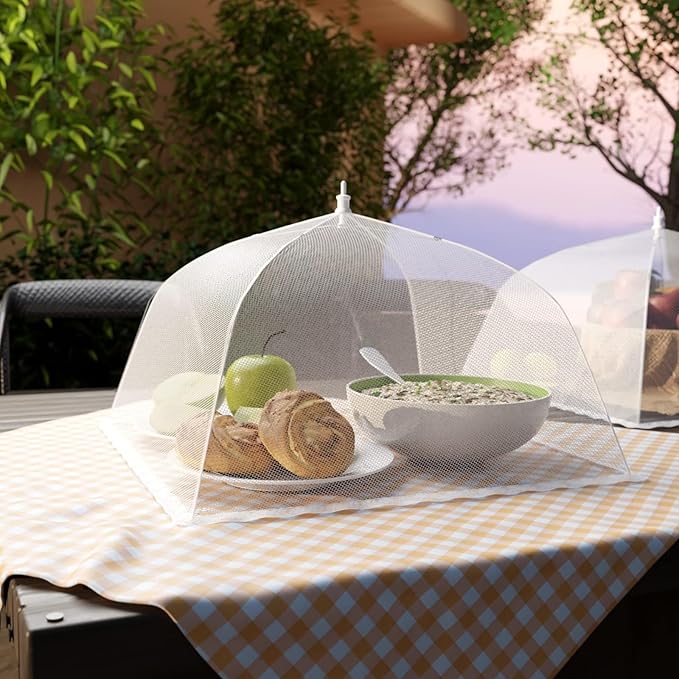 Simply Genius Pop-Up Mesh Food Covers - 17 x 17 in, White, 6 Pack, Large & Tall - Reusable & Collapsible Food Tents for Outdoor Serving