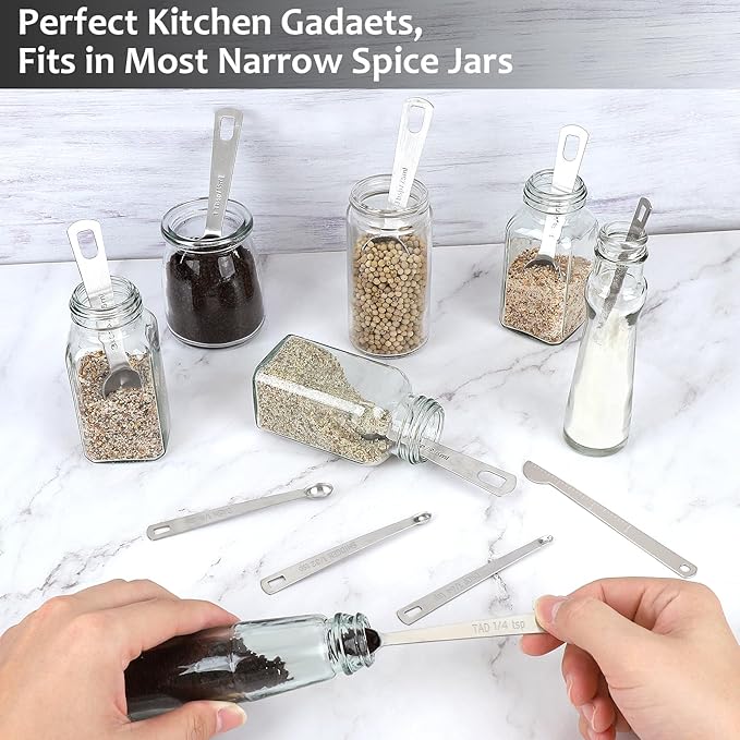 Accmor Stainless Steel Measuring Spoons Set with Leveler, 10 Pcs Mini Stackable Teaspoon & Tablespoon for Baking & Cooking, Kitchen Gadgets for Small Amount of Dry or Liquid Ingredients and Spices