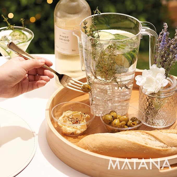 MATANA 6 Pack Clear Water Pitchers - 52 oz Plastic Beer Pitcher with Handle for Drinks, Juice, Lemonade, Beverages - BPA-Free Iced Tea Pitcher for Fridge, Home, Party, Event