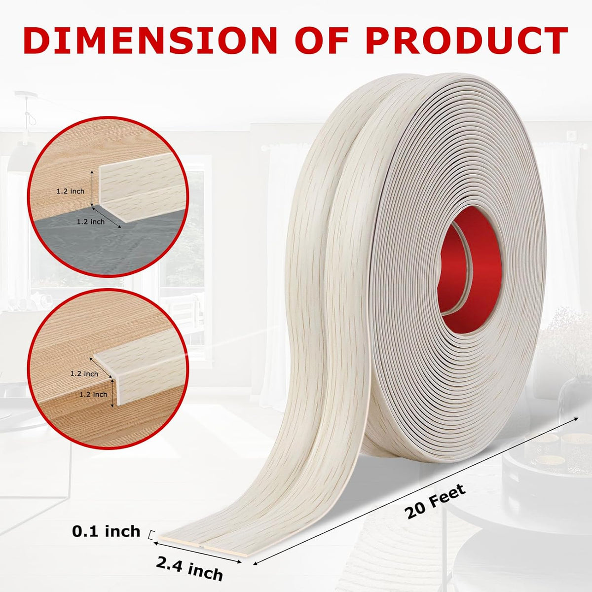 Flexible Wall Corner Protector Moulding Trim Peel and Stick Wall Corner Guards Edge Protector Self Adhesive Molding Trim Strip for Edge Ceiling (Beige Wood Grain, 2.4 in x 20 Ft)