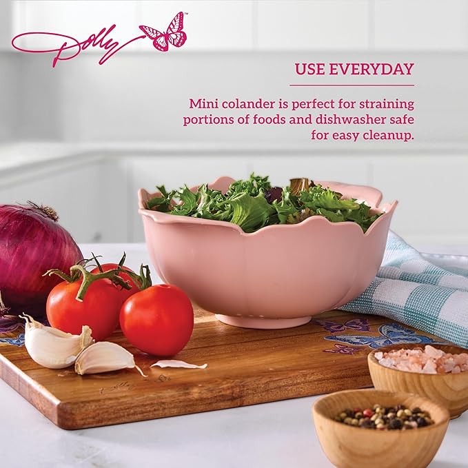 Dolly Parton Mini Colander – Flower-Shaped Berry Strainer with Butterfly Drainage Holes, Raised Base for Easy Rinsing, Dishwasher Safe