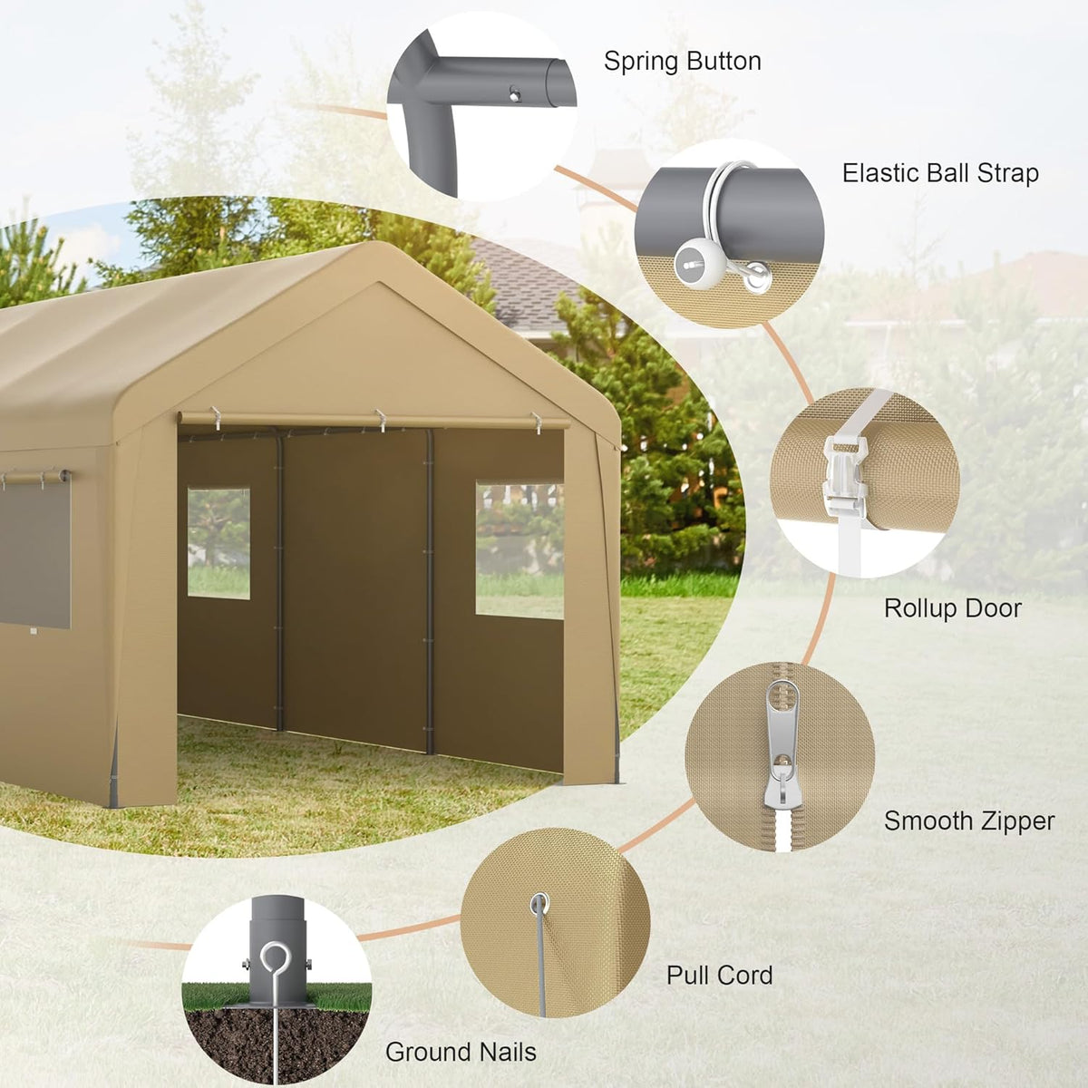 Morngardo Carport 10'x20', Heavy Duty 120 LBS Car Canopy Portable Garage with Roll-up Windows, Removable Sidewalls & Doors for Truck Boat Car Port, Party, Storage