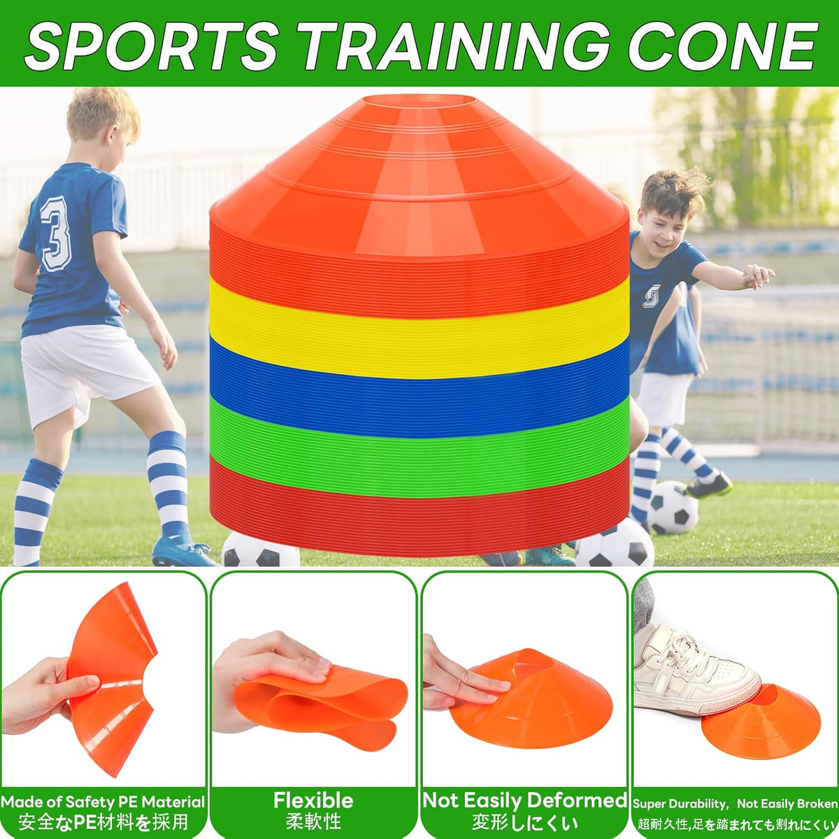 BiAnYC 25/50/100 Pcs Pro Disc Cones - Training Cones Agility Soccer Cones with Carry Bag for Training, Soccer, Football, Basketball,Kids and Other Sports and Games(5 Colors)