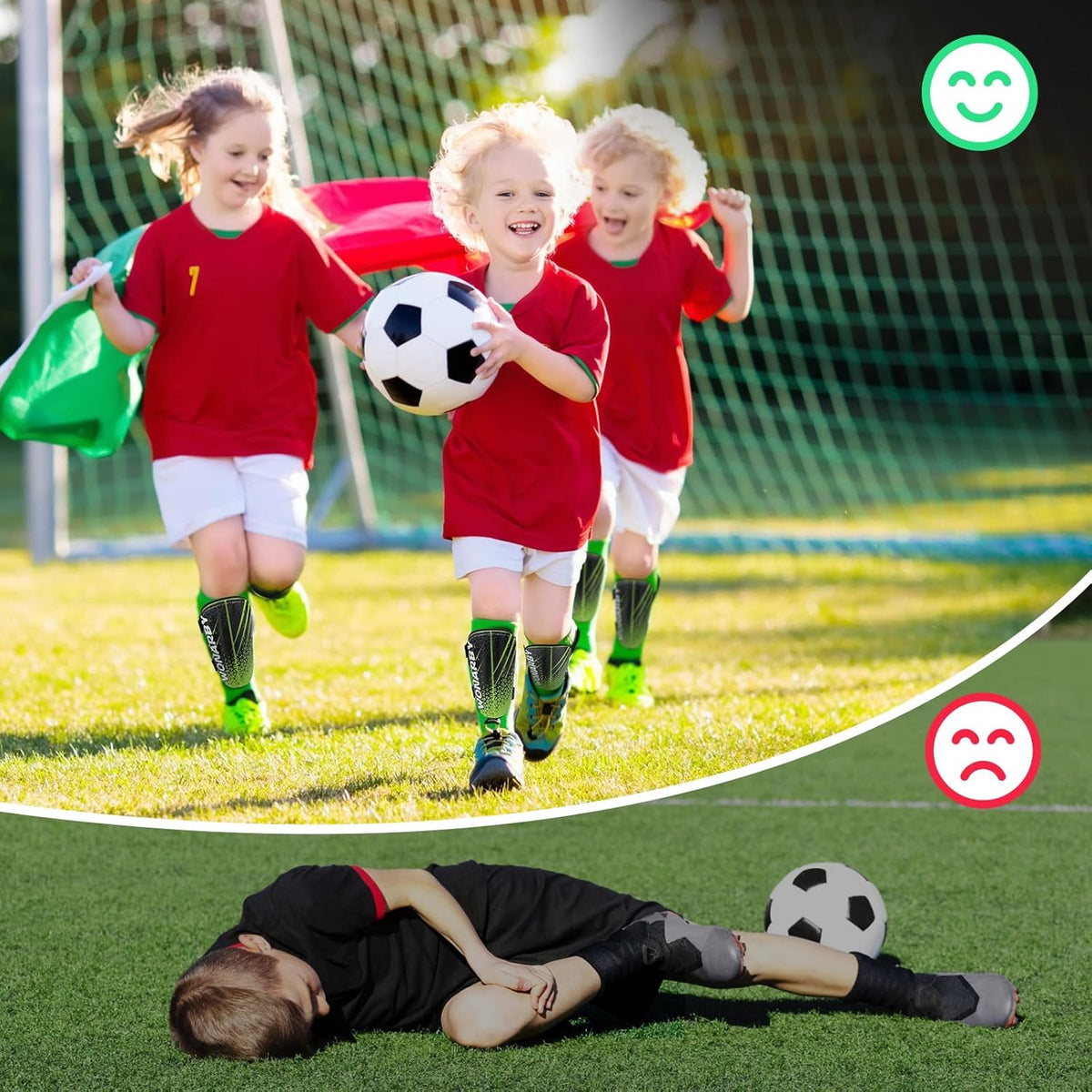 Shin Guards Soccer Youth Kids - Shin Guard for Boys Girls Teenagers Toddler 2-18 Years Old - Football Shin Pads Protection Equipment with Adjustable Straps