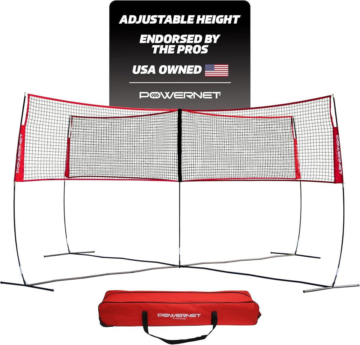 PowerNet Four Square Volleyball Net, Fun New Game, Play at The Park or Beach, 2 Versions