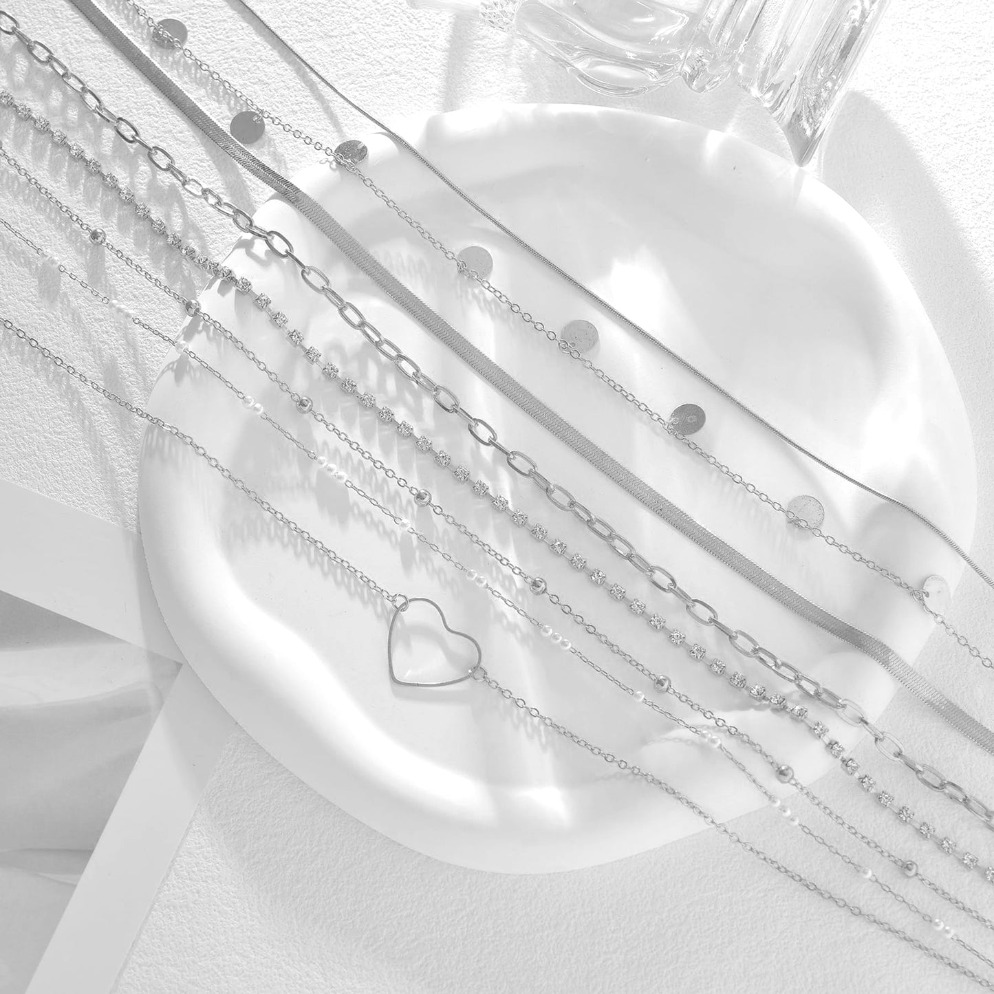 Tornito 8Pcs Waist Belly Chain CZ Heart Pearl Snake Bead Sequin Paperclip Belly Chain Summer Beach Sexy Body Chains Jewelry Accessories for Women Adjustable